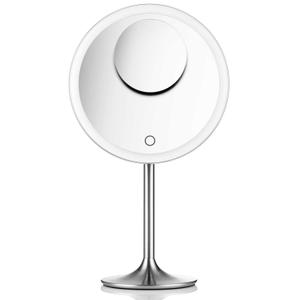 Miusco Makeup Mirror 9" Vanity Mirror with Lights, 5X & 10X Magnification - Front/Back Magnetic Design, Rechargeable & Cordless, Touch Dimming, 90 Adjustable Angle, Metal Frame, Includes USB Cable