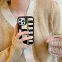 Furry Checkered Phone Case for iPhone 15 Pro Max 6.7''2023,Soft Fluffy Aesthetic Carpet Furry Case Plaid Shockproof Protective Cover for Cool Girls Women(Checkerboard)