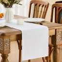 YATOJUZI White Table Runner Seasonal Summer Spring Table Runners 108 Inches Long Washable Farmhouse Rustic Table Runner Kitchen Dining Table Decoration for Christmas Home Party Decor 13x108 Inches