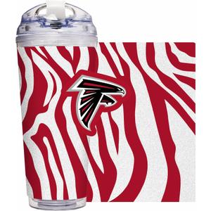 Rico Industries NFL Football Glitter 24oz Acrylic Glitter Tumbler with Hinged Lid, Officially Licensed Double Wall Tumbler with Straw