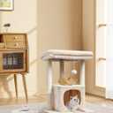 SYANDLVY 27" Cat Tree for Indoor Cats, Activity Tower with Scratching Posts, Modern Kitten Condo with Plush Perch & Hanging Ball for Play, Beige