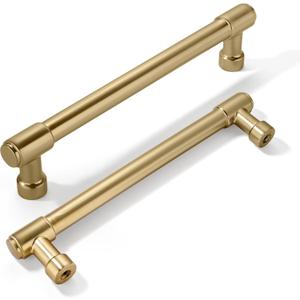 khtumeware 6 Pack Brushed Brass Cabinet Pulls 6 Inch(152MM) Hole Centers Kitchen Brushed Gold Cabinet Handles Cabinet Hardware Kitchen Handles for Cabinets Cupboard Handles Drawer Pulls