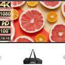 Outdoor Projector Screen with Stand 100 Inch: Portable Projection Screen 16:10 4K HD Outdoor Movie Screen with Carry Bag for Home Backyard Theater