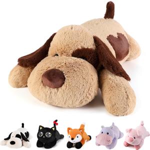 meowtastic Brown Dog Weighted Stuffed Animals - 22 Inch 4.5 Pounds Weighted Plush Dog Stuffed Animals - Big Stuffed Dog Weighted Plush Pillow - Cute Plush Toys Gifts for Kids & Adults (22" 4.5 lbs), Medium