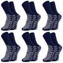 HCS Non-Slip Hospital Socks with Grips for Women & Men (6 Pairs) - 360 All-Around Tread Non-Slip Sock for Elderly/Seniors - Hospital Grip Socks, Fall Risk Patient Slippers (Navy, Regular)