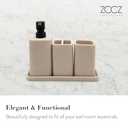 ZCCZ Beige Bathroom Accessory Sets, 4 Pieces Bathroom Accessories Complete Set Vanity Countertop Accessory Set, Includes Lotion Dispenser Soap Pump, Tumbler, Toothbrush Holder and Tray