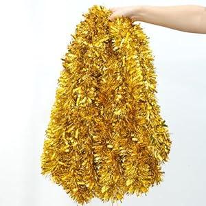 50FT Christmas Tinsel Garland, Snow Flocked Artificial Greenery Pine Garland for Christmas Tree Wedding Birthday Home Party Decoration