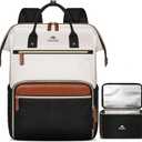 MATEIN Laptop Backpack with Lunch Box, 15.6 Inch Lunch Backpack for Women, College Computer Back Pack Work Backpacks with Insulated Lunchbox Meal Prep Bag for Teacher Nurse Commute Office, 2Pcs Set (Black White Brown)