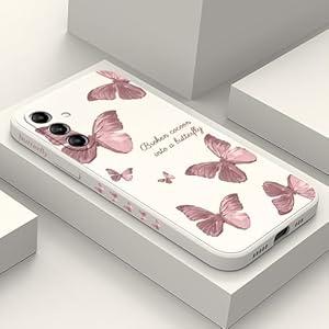 LEECG for Samsung Galaxy A55 5G Case Creative Design Flower Pattern A55 5G Case Slim Soft Silicone Protective Samsung A55 5G Phone Cover 6.6 inch-Butterfly White