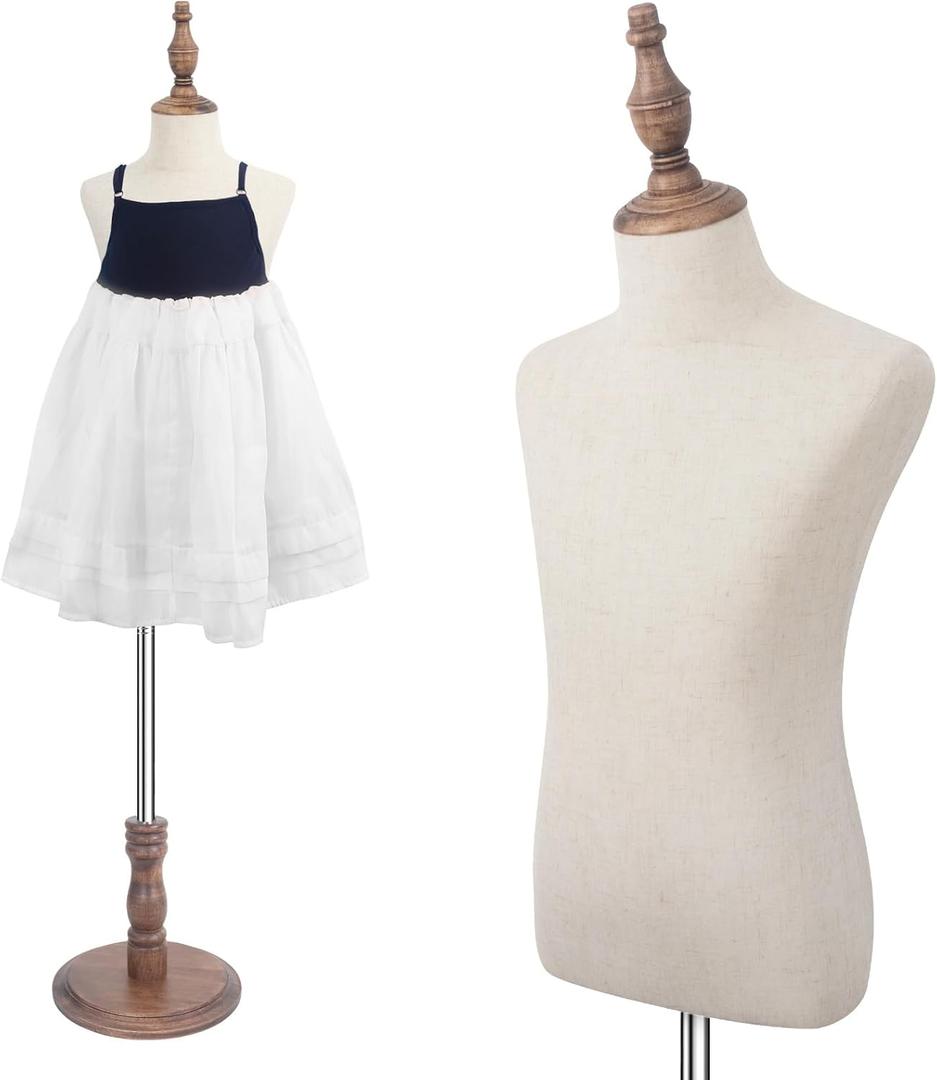 Kid Dress Form, Mannequin Child Display Body Bust Forms Maniki Little Boy Girl, 8-9 Years Old, Brown