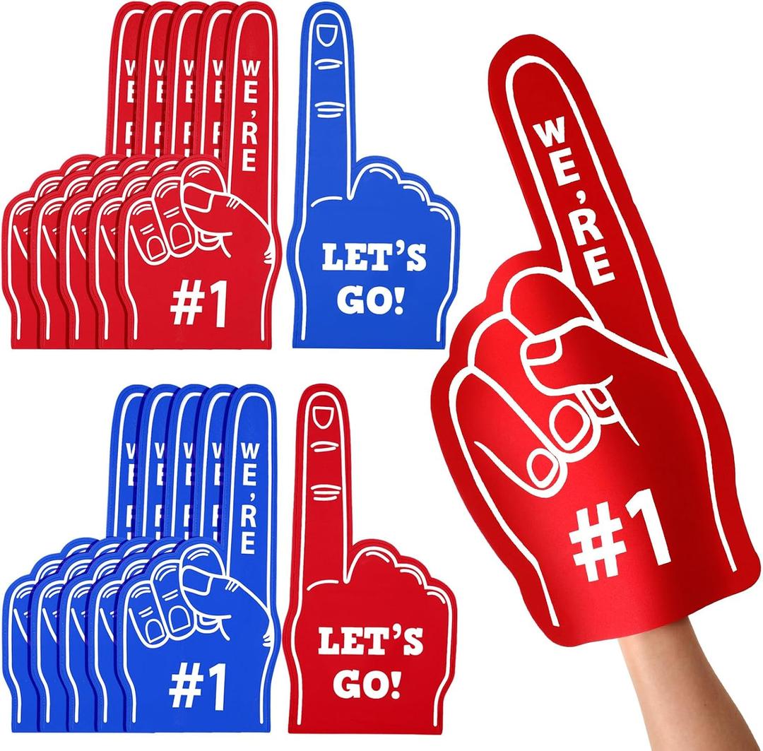 Wettarn Giant Foam Finger Bulk 18 Inch We're Number 1 Foam Hand Team Cheer Fan Finger for Sports Events Basketball Baseball Football Games School Club
