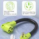 6AWG 50A 1.6FT 4 Prong to 3 Prong Dryer/Oven/Stove Plug Adapter Converter with Grip Handle, NEMA 10-50P to 14-50R STW 3/C Heavy-Duty Cable | 125/250V - NOT FIT EV