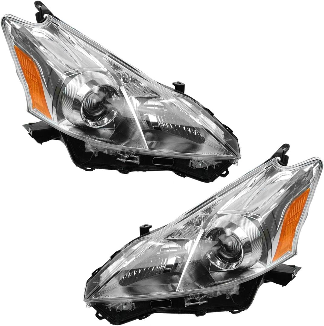 TRQ 2 Piece Headlight Assembly Set Driver & Passenger Side Compatible with 2012-2014 Toyota Prius V TO2518137 TO2519137