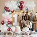 148PCS Pink Winter Balloon Arch Garland Kit with White Silver Red Snowflake Star Balloons for Winter Wonderland Girl Baby Shower, Baby Its Cold Outside Party, Christmas Decorations