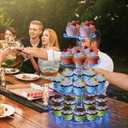 YestBuy 4 Tier Round Cupcake Stand Premium Cupcake Holder Acrylic Cupcake Tower Display- Cady Bar Party Dcor + LED Light String Ideal for Weddings, Birthday Parties & Events (Blue)