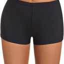 Micosuza Womens Swim Boyshorts Bikini Bottom Boardshorts Mini Short Beachwear Black, Size: 18