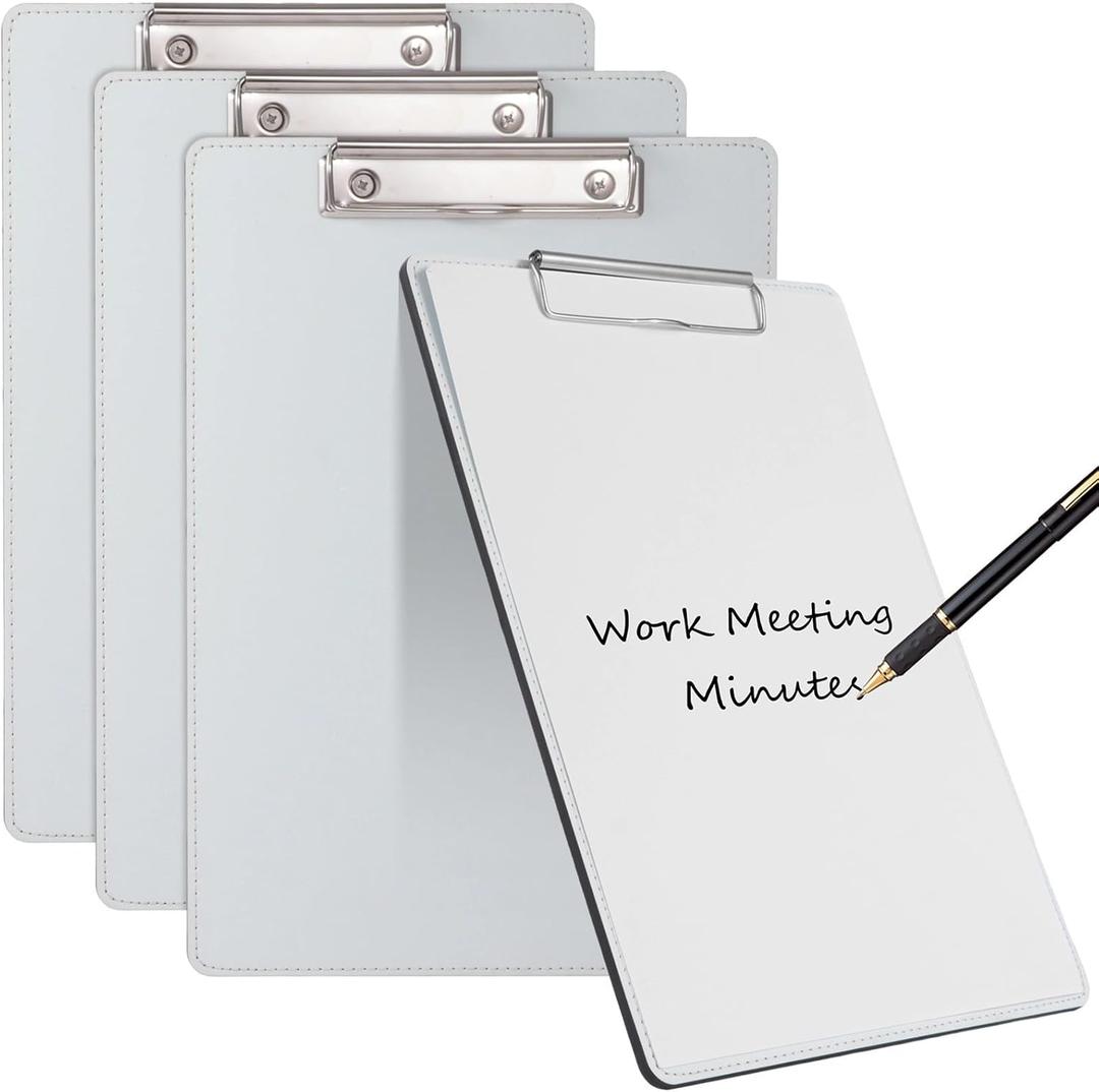 4 Pack Double-Sided Sublimation Clipboard Blanks, White-Coated MDF Hardboard, Letter Size A4 Compatible Clipboards, Metal Clip with Screws, Hanging Loop, DIY Craft Present Supplies