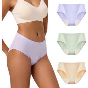 BATTEWA Mid-Waist Incontinence Underwear for Women Leak Proof Panties Protective Briefs for Bladder Control Washable Absorbency 40ML,3Pack (Medium,3 Color)