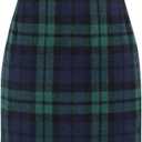 Kinghua Womens Wool Plaid Mini Skirt Fall Winter High Waisted Bodycon Pencil Skirt (XL)