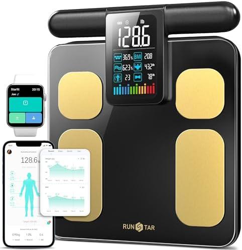 RunStar Scale for Body Weight and Fat Percentage, 8 Electrodes High Precision Digital Scale for BMI 20 Body Composition Measurement, Bathroom Smart Scales with Large Color Display FSA&HSA Eligible