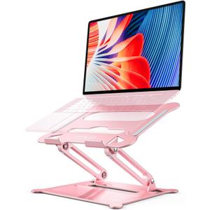 Urmust Laptop Notebook Stand Holder Adjustable Laptop Stand Portable Computer Riser Compatible with MacBook Air Pro HP Dell XPS Lenovo All Laptops 10-15.6"(Rose Gold)