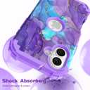 Hocase for iPhone 16 Plus Case 6.7", Heavy Duty Shockproof Protection Soft Silicone Rubber+Hard Plastic Bumpers Hybrid Protective Case for iPhone 16 Plus 2024 - When Purple Meets Blue