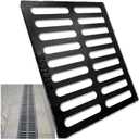 Cast Iron Drain Grate, 20x16 Outdoor Drain Cover, B Class Sewer Grate, Durable Heavy Duty Channel Grate, Black Rectangle Drainage Grate for Driveway, Concrete, Yard, Garage (19.7x15.7)