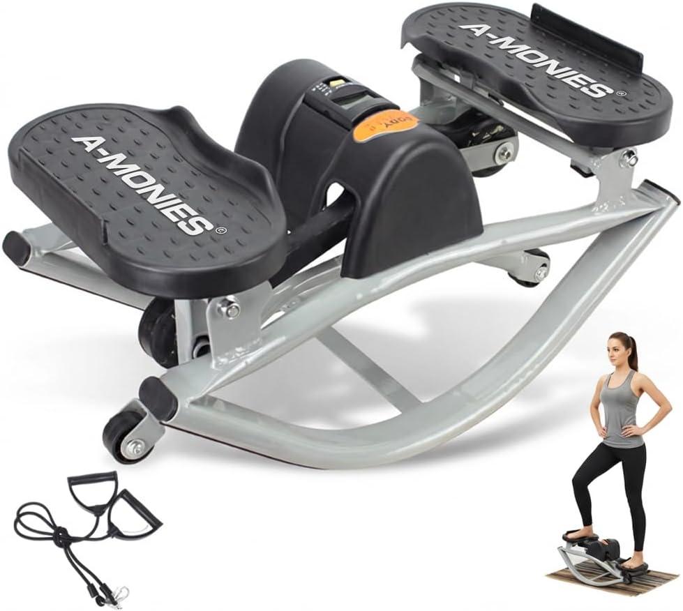 Lateral Rocking Fitness Stepper Home Workout Machine, Low-Impact Lateral Steppers for Knees and Joints, Portable Compact Side-to-Side Steppers for Legs, Glutes, Abs