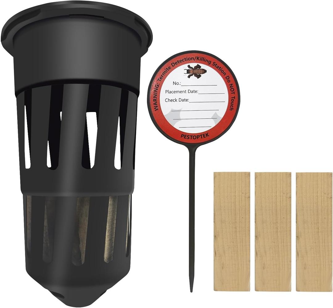 Pestoptek 6 Pack Termite Monitoring Bait Stations, Compatible with Trelona Termite Bait, Included Wood Blocks for Garden, Farms, Detects Termite Activity (NO TERMITICIDE Included)