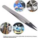 Anti Static Plastic Tweezers Pointed Tip High Hardness Carbon Fiber Stainless Steel Tweezers for Semiconductor Microelectronics Electronics Repair