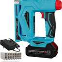 18V Nail Gun Cordless with Battery, 2 in 1 Brushless Nail Gun and Staple Gun, 3/8 Inch, with 1000 Nails and 1000 Staples, Single and Contact Firing Modes