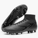 DREAM PAIRS Men's High Tops Lace Up Soccer Cleats, Lightweight Professional Athletic Football Cleats Mens Athletic Shoes for Training Soccer (7.5, Black)