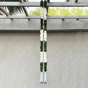 THE ART BOX 5 feet Artificial Hanging Flowers Vine Green Silk Gajra Garland for Wedding, Diwali Decoration Floral Arch Party Garden Home Decor (2 Pc) 