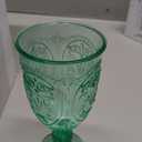 6 Pcs Plastic Goblets 7.5oz Vintage Goblet Plastic Wine Glasses Colored Retro Embossed Water Goblets for Wine Bar Juice Baby Shower Wedding Reception Grand Event Party (Green)