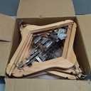 Wooden Hangers with Clips 24 PCS Pants Hangers with Clips,Smooth Solid Wooden Pants Hangers,360 Swivel Hooks & Adjustable Clips,for Jeans,Skirt,Suit,Shorts,Scarf.