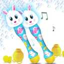 ArtCreativity Easter Bunny Bubble Wand (2 Pack), Easter Basket Stuffers for Toddler, 14" Light Up Automatic Bubble Maker with LED & Music, Bubbles for Kids, Toys for Toddlers