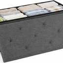 DUMOS 43 Inch Folding Storage Ottoman Bench, Large Hidden Storage Chest with Thicker Foam Padded Seat, End of Bed Foot Rest Stool for Bedroom Living Room Entryway, Load 660 lbs, Grey
