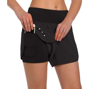 Ksmien Women's 2 in 1 Running Shorts - Lightweight Athletic Workout Gym Yoga Shorts Liner with Phone Pockets, size M