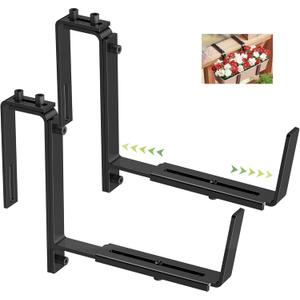 Y&M 2 PCS Window Boxes Planters Adjustable Planter Box Brackets , Heavy Duty Wall Mounted Hooks Hangers for Flower Baskets Holder Durable, Hanging Brackets for Fence Patio Garden Balcony