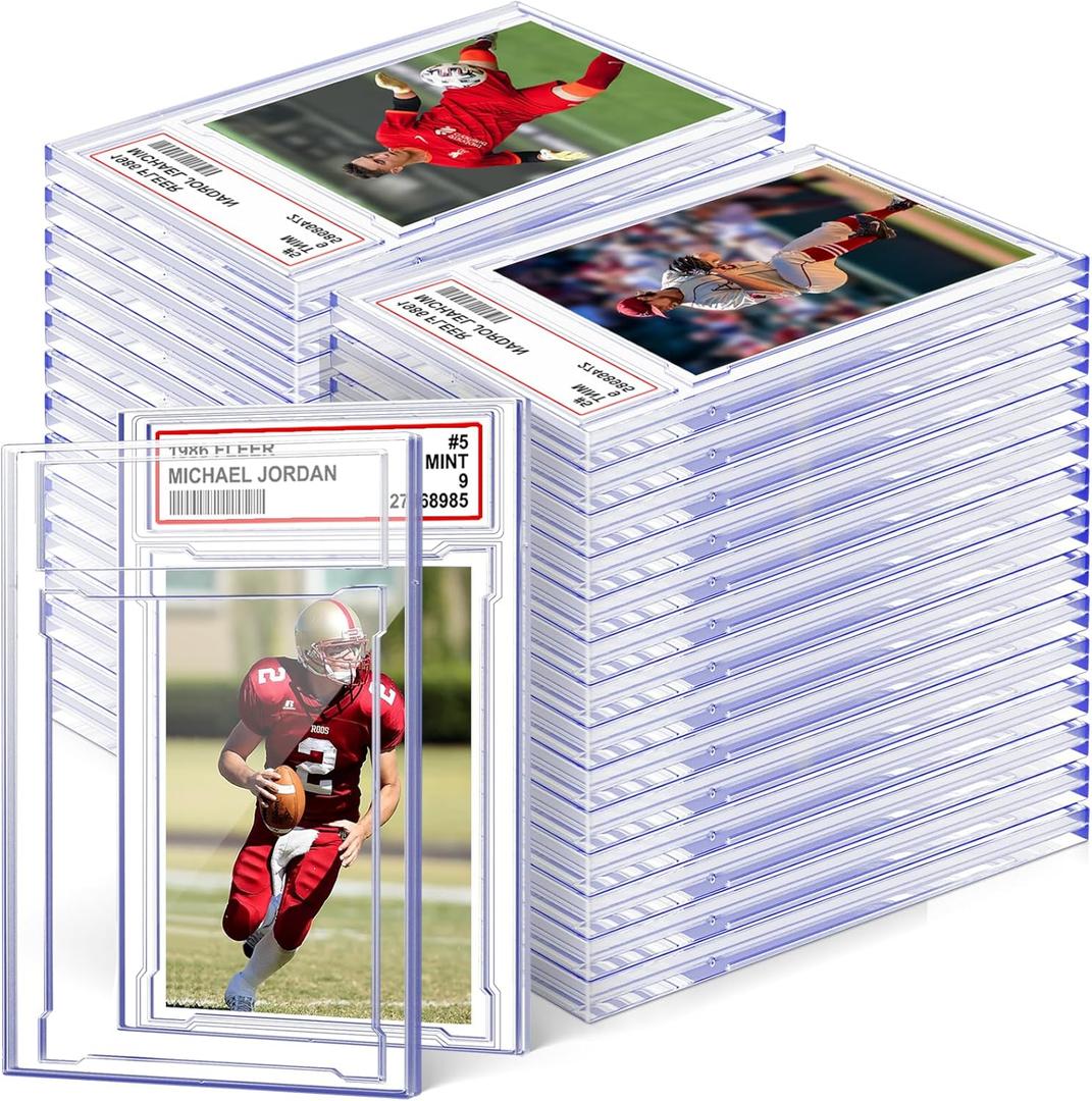 50 PCS Card Case Holder for Trading Cards, Acrylic Graded Card Slab Baseball Card Protectors with Label Position Fit for Sports Cards, Game Card Standard Cards