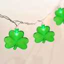 St. Patrick's Day Decoration Lights, 8.5Ft Shamrock String Lights with 10 Green Shamrocks Outdoor Patio Fairy Light Plug-in Lucky Clover Light for Home Garden Irish St. Patrick's Party Decoration