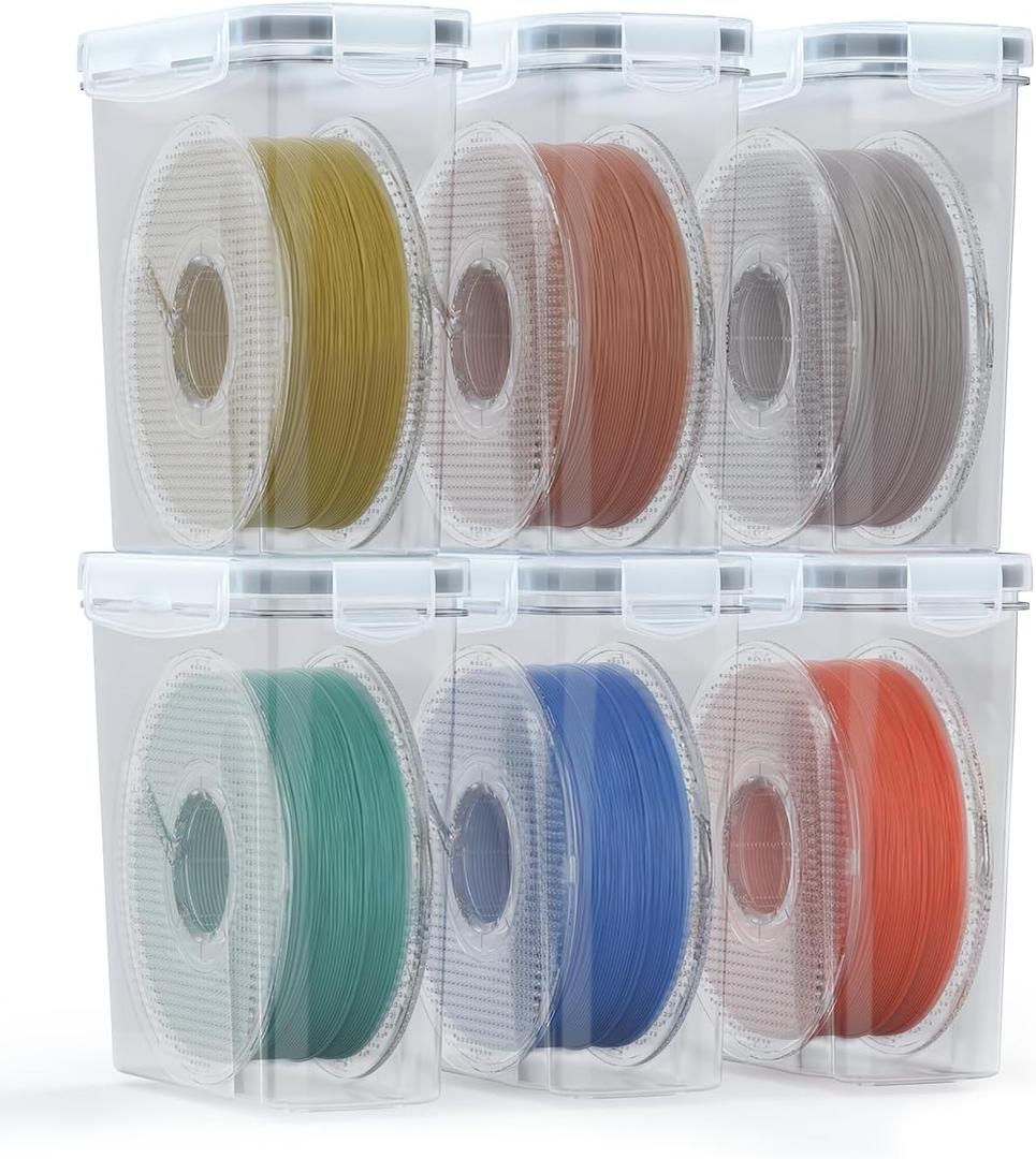 AMZPro Filament Storage Box - 6 Pack Filaments Container for 3D Printing Filaments Sealing and Protection - Portable Filament Storage with Desiccant,Water-Proof and Dust-Proof 4.0L(9.03 * 8 * 3)
