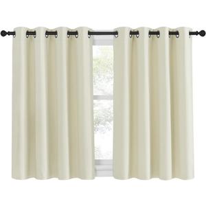 NICETOWN Blackout Kitchen Window Curtain 45 inches Length - Thermal Insulated Solid Grommet Sound & Light Reducing Room Darkening Drape for Bathroom (Beige, 1 Panel, W52 x L45)