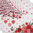 Giwawa Valentine's Day Placemats, Romantic Love Hearts Tree Branches Rose Floral Table Mat, Heat Stain Resistant Linen Place Mats for Kitchen Dining Wedding Anniversary Decor, 12"x18", Set of 4
