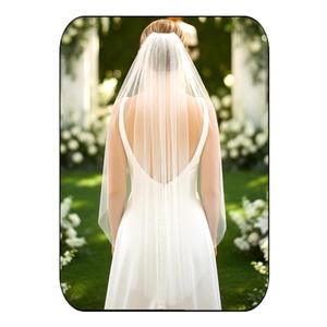 EASEDAILY Bride Wedding Veils Long Fingertip Length 1 Tier Bridal Tulle Veil with Comb for Women (White)
