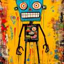 Cgoalmoer 1000 Piece Jigsaw Puzzle,Robot Puzzle with Abstract Neo-Expressionism Art & Luminous Yellow Highlights - Premium Quality & Vibrant Colors