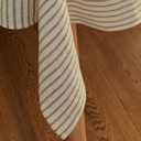 Linen Tablecloth- 60x108 Inch Stripe Pure Linen Gray and White Table Cloth for Rectangle Tables, for Winter, Fall, Thanksgiving, Machine Washable