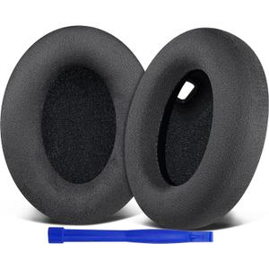 SOULWIT Micro Suede Replacement Earpads for Sony WH-1000XM4 (WH1000XM4) Headphones, Ear Pads Cushions with Noise Isolation Foam, Added Thickness, Without Affecting Sensor - Black