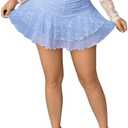 RoseSeek Women's Mesh Tiered Layer Ruched Y2K Skirts Ruffle Hem A Line Coquette Low Waist Streetwear Women Short Skirts