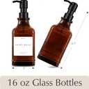 Emerson Essentials Soap Dispenser, Dish Soap Dispenser, Soap Dispenser Bathroom Set, Hand Soap Dispenser, Kitchen Soap Dispenser Set, Glass Soap Dispenser with Pump and Labels | 16 Oz 2-Pack (Amber | Black)